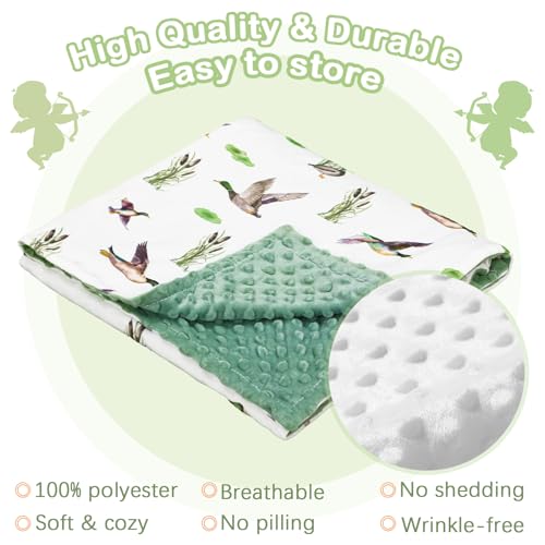 Image of HunnmingRe Mallard Duck Baby Blanket for Boys Girls Double Layer Minky with Dotted Backing Soft Mallard Newborn Blanket Essentials Registry Must Have Items for Toddler Newborn, 30 x 40 Inch(Duck)