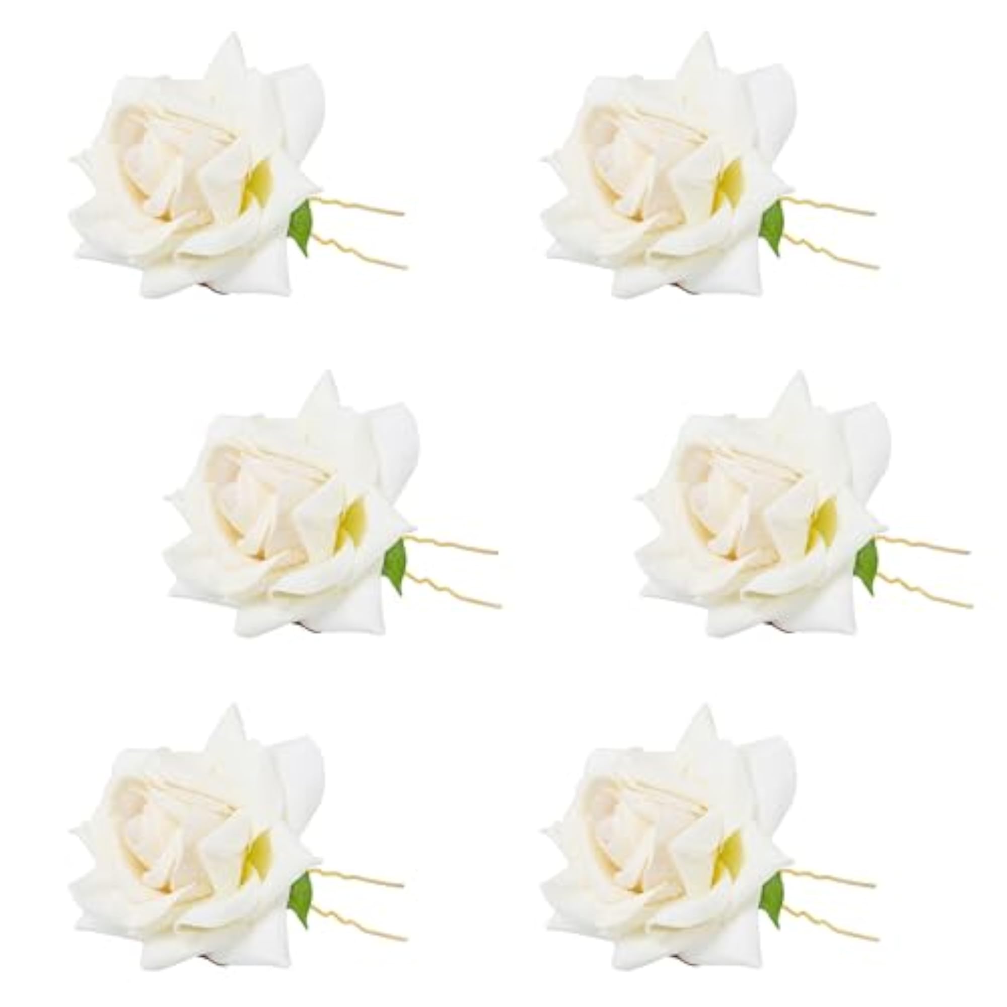 6 Piece Artificial Rose U Shape Hair Pins for Weddings