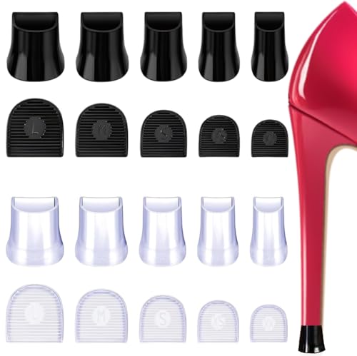 20 Pcs Heel Caps for High Heels Heel Covers for High Heel Shoes 5 Sizes Heel Bottom Replacement Tips for Womens Shoes Non-Slip Stiletto Heel Caps for Outdoor Weddings Grass (U-Mix)