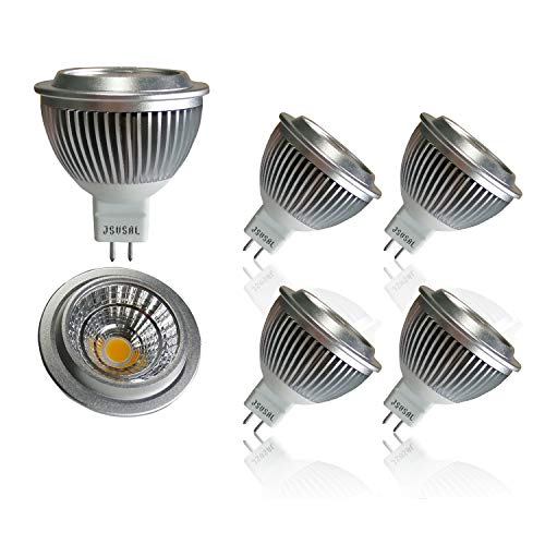 JSVSAL 4 unidades, MR16 GU5.3 bombillas LED, 5 W, regulable 450 lúmenes, ángulo de haz de 36 °, AC/DC 12 V, 50 W/60 W equivalente a halógeno, iluminación LED empotrada/paisaje Cover