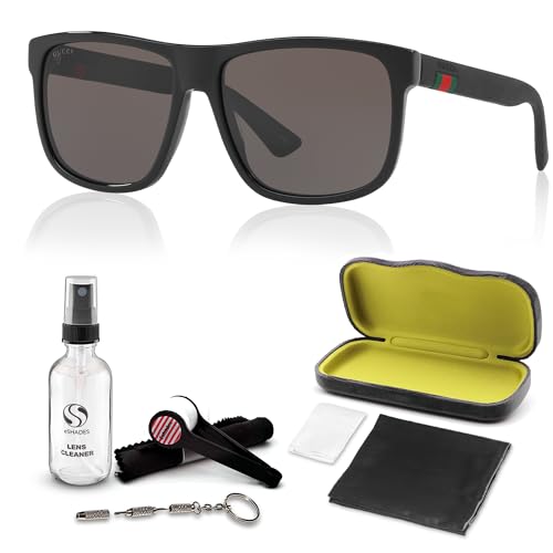 Gucci GG0010S Designer Fashion Sunglasses - Elegant, Sophisticated & Stylish Square Shape Eyewear with Luxury eSHADES Kit