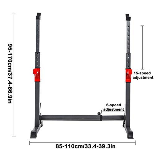 quistrepon Barbell Rack, 550Lbs Max Load Adjustable Squat Stand, Dipping Station Weight Bench Adjustable for Gym/Home Gym Black