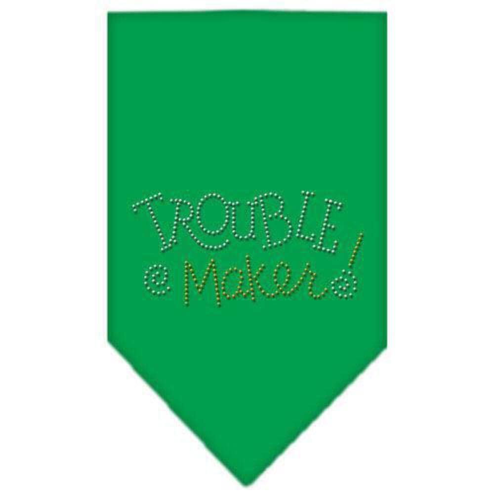 Mirage Pet Products Trouble Maker Rhinestone Bandana, Large, Emerald Green