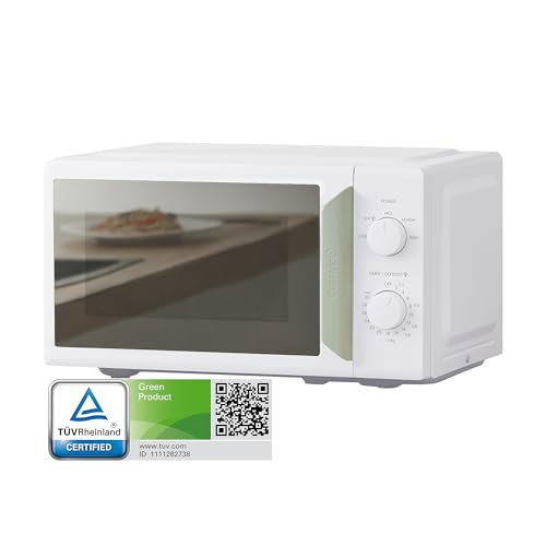 COMFEE' 700W 17L White & Sage Green Mini Microwave Oven, Compact Design, InverTech and Quick Defrost...