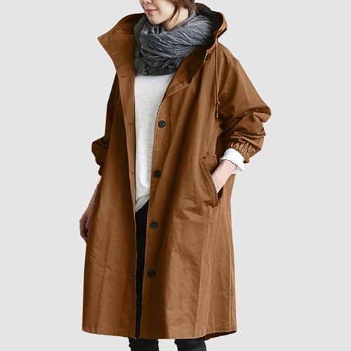 Manteau à capuche ample marron taille L pour femme confortable