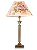 Schreibtischlampe mit erstklassigem handgefertigtem pastell-gelben Leuchtenschirm mit wunderschönem Blumendekor ✔