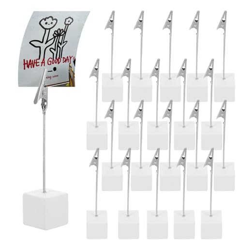 La Mejor Lista de Soporte para tarjetas para comensales los preferidos por los clientes. 41 Soporte Tarjetas para Números de Mesa, 20 Pcs Soporte De Clip, Porta Notas Cuadrado, Soporte para Tarjetas, para Bodas, Oficinas, Fiestas y Otras Ocasiones (Blanco)