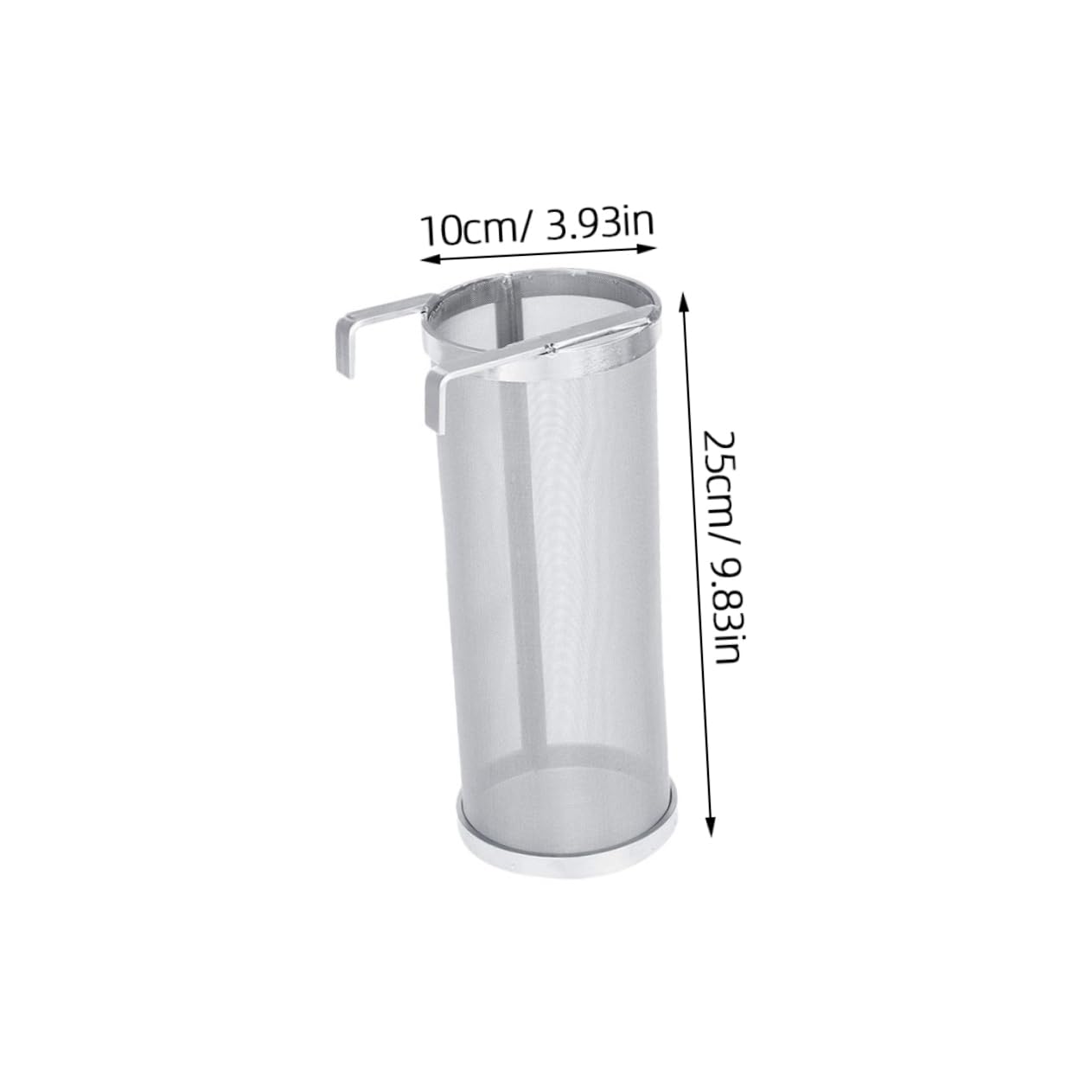 GRIRIW 1Pc Stainless Steel Multi Function Wine Filter Barrel Strainer with Hook for Home Brewing Easy to Use Keeps Hop Bits Your Wine