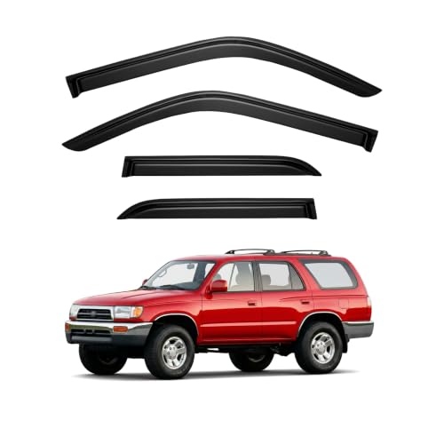 Image of Window Visor for 1996-2002 Toyota 4runner, Out-Channel Rain Guards Shields Vent Deflector Shade Wind Dark Smoke 1997 1998 1999 2000 2001, Tape-On Outside-Mount, 4PCS