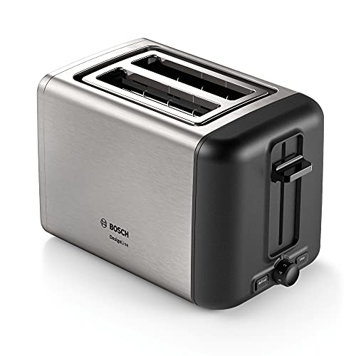 Bosch DesignLine TAT3P420GB 2 Slot Stainless Steel Toaster with variable controls – Silver & Black