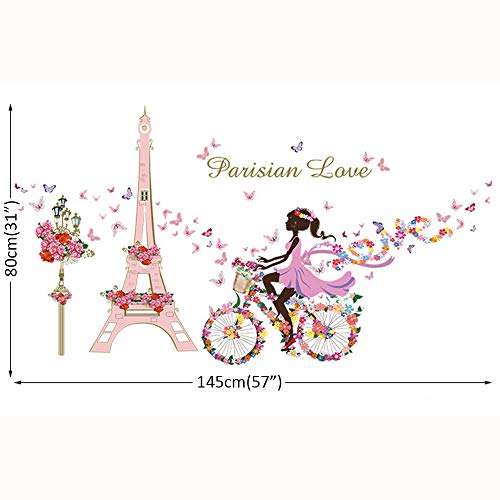 Vinilos decorativos infantiles bicicleta y flores 145x80 cm miniatura 5
