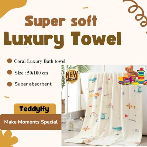 Image of Baby Luxury Coral Fleece Bath Towel for Kids, Ultra Soft, Warm, and Absorbent. Baby Essentials Bath Towels, Cute Unisex Cover for Girls and Boys (2, Count | 0-12 Months)