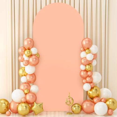 PATYDEST Spandex Arch Backdrop Cover Peach Wedding Arch Cover 7.2 FT Fitted Arched Covers Stretchy Backdrop Chiara Arched Stand Covers Round Top Chiara Frame Backdrops for Birthday Party Decoration