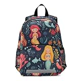 OWFKAY Kleinkind-Rucksack für Kinder, Kindergarten-Rucksäcke, Schultaschen für Mädchen, Meerjungfrau, Korallenfisch, Kinderrucksack, klein