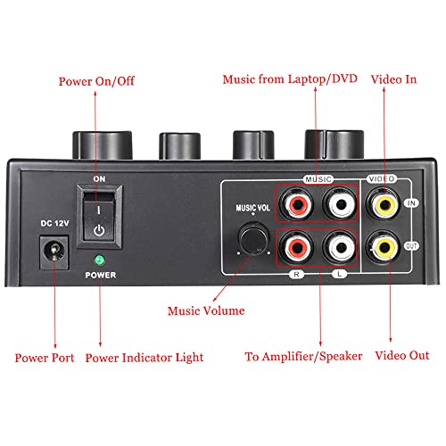 ACAGALA Karaoke Sound Mixer Dual Mic Inputs With Cable