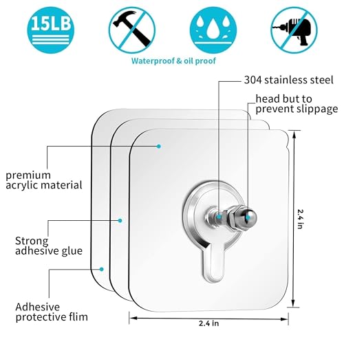 Image of Boniry Hooks for Wall Without Drilling, Self Adhesive Nail Hooks for Hanging Strong, Durable & Easy-to-Install Wall Hooks for Home & Office - No Tools Required, (10, Nail Hook)