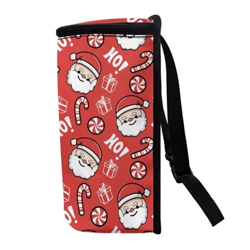 Image of Talayituse Santa Claus Candy Print Car Trash Can with Adjustable Straps, Christmas Decoration Car Trash Bag Bin Car Garbage Bag Multipurpose Storage Box for Vehicle Travel Camping Picnicing