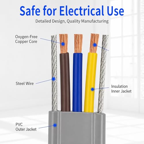 Câble plat flexible pour portails électriques extérieurs et ascenseur 100FT 5C