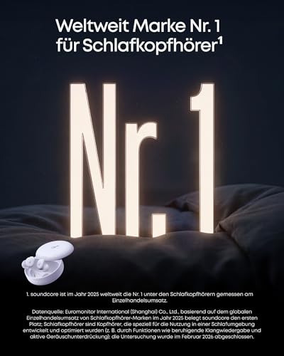 soundcore Sleep A30 von Anker, Schlafkopfhörer, Geräuschmaskierung, Bluetooth-Kopfhörer, adaptives Schnarchmaskierungssystem, Ultra-komfortabel für Seitenschläfer, 45h Akku