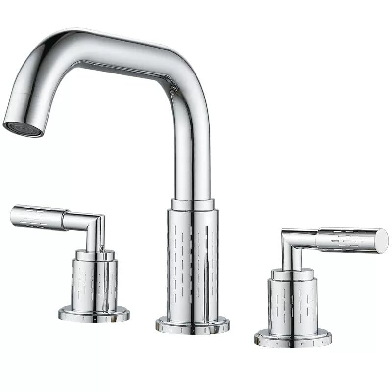 Robinet de salle de bain mélangeur chrome à 3 trous pour lavabo