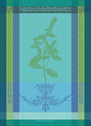 Garnier-Thiebaut, Brin de Menthe (Sprig of Mint) French Jacquard Kitchen Tea Towel, 100 Percent Cotton