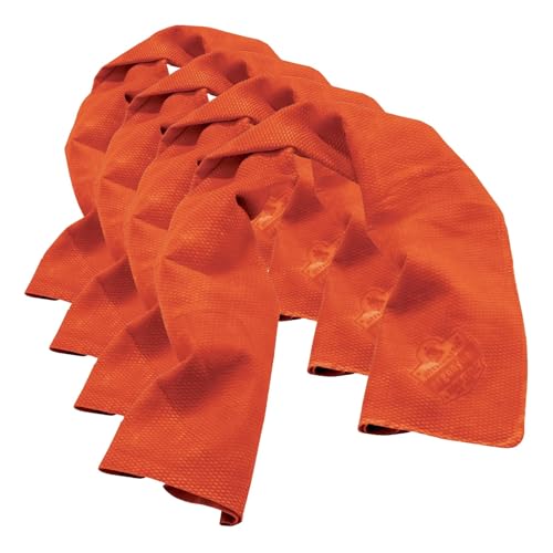 Image of Ergodyne Chill Its 6602 Cooling Towel, Long Lasting Cooling Relief Orange 29.50 inch x 13.00 inch (Pack of 4)