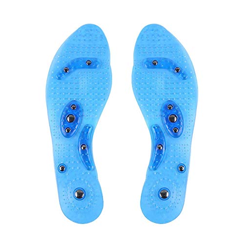 VanSP 1 Pair Magnetic Therapy Insole Silicone Weight Loss Natural Magnet Acupressure Shoe Boots Pads Thenar Healthcare Massage for Men and Women Blue L (11.2''/28.3cm)