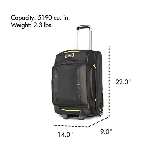 High Sierra AT8 Wheeled Upright Duffel Bag, Black/Zest, 22-Inch