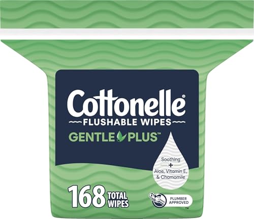 Cottonelle GentlePlus Flushable Wet Wipes with Aloe & Vitamin E, 1 Refill Pack, 168 Wipes Per Pack, Packaging May Vary