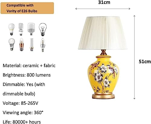 Lampe de table en céramique jaune style pot de gingembre - 3