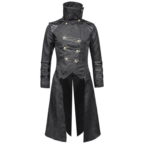 Costume victorien gothique avec veste steampunk homme et manteau rétro