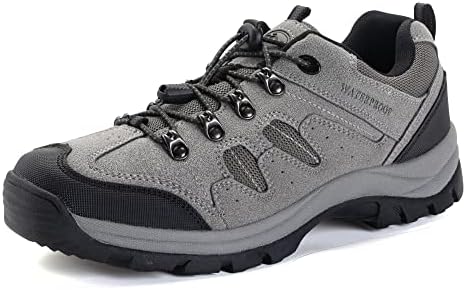 CC-Los Men's Waterproof Hiking Shoes Lace-Free & Lightweight All Day Comfort Grey Size 8-13