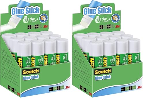 Colle Permanente Scotch 12 Bâtons de 40g pour coller sans gondoler les cahiers d'école