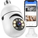 Câmera Lâmpada de Segurança Wifi 360° Full HD 1080P, Bivolt, Câmera IP E27 Panorâmica com Visão Noturna Colorida, Áudio Bidirecional, Giratória, Detecção de Movimento e Alarme no Celular (Branco)