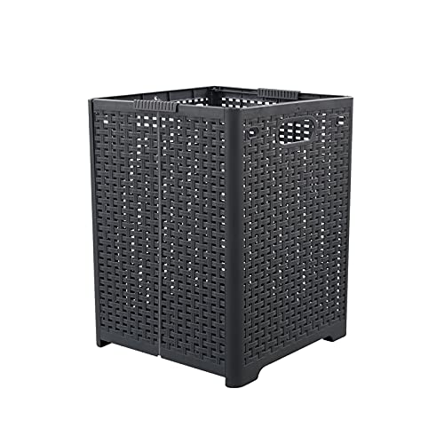 Teyyvn Wäschekorb aus Kunststoff, faltbar, Grau, 2 Stück Cover