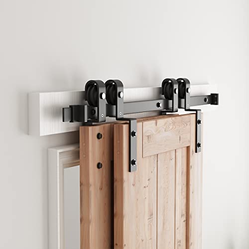 SMARTSTANDARD 4 Feet Bypass Sliding Barn Door Hardware...
