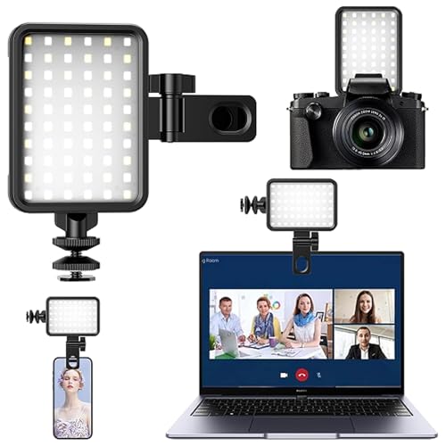 NOVTEKE Selfie Licht mit Clip,84 LED Videolicht mit 2600-6000K 3 Lichtmodi, CRI 95+, 2000mAh tragbare Videoleuchte für Phone, iPad, Kamera, Laptop, handylicht für Selfie, TikTok, Live-Streaming