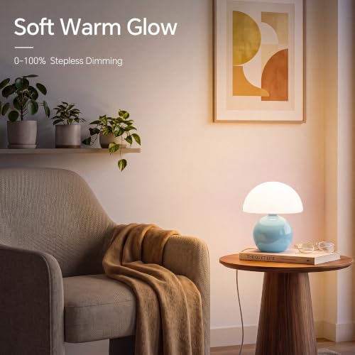 Image of Dawnwake Mushroom Lamp Table Lamp for Bedroom-Small Desk Table Lamps,Blue | 8.7 inch Mid Century Modern Table Lamps for Living Room Bedroom Decor,Cute Ceramic Lamps for Mushroom Home Room Decor,Glass Shade
