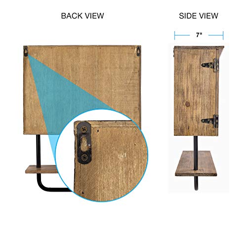 EXCELLO GLOBAL PRODUCTS 17x21'' Barndoor Bathroom Wall Cabinet, Space Saver Storage Cabinet Kitchen Medicine Cabinet with Adjustable Shelf and Towel Bar, Brown - Image 5