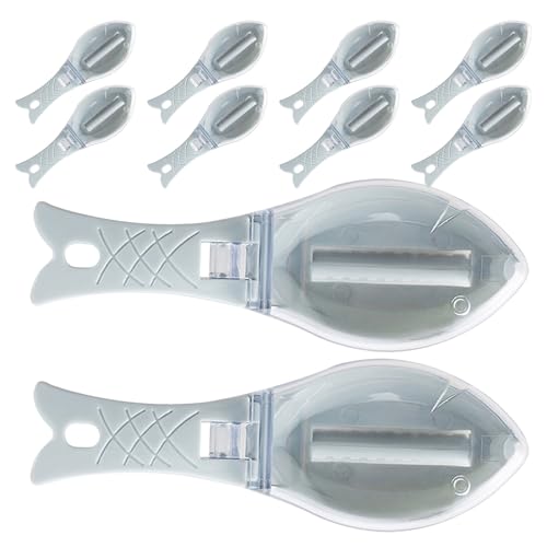 jojofuny 10pièces Écailleur à Poisson Outil Portatif pour Écailler Le Poisson avec Couvercle de Protection pour Cuisine Grattoir Manuel pour Nettoyage