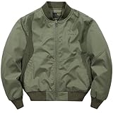 [GUREITOJP] フライトジャケット MA-1 エムエーワンジャケット メンズ ジャケット 春秋 ジャンパー カジュアル ゆったり リブデザイン スタジャン アメカジ 防寒 防風 ブルゾン アウター グリーン L