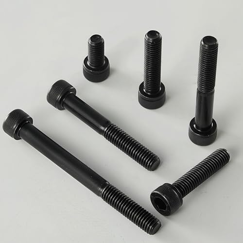 YIIFLY Vis métriques à six pans creux M8×60 mm M8×1,25, entraînement hexagonal intérieur, acier allié classe de résistance 12,9, DIN 912, oxydation noire, filetage partiel, 10 pièces – vue 6
