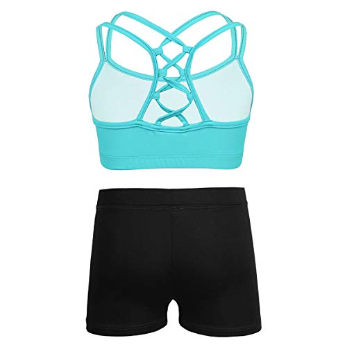Aislor Kids Girls Spaghetti Straps Tank Crop Top Boyshort Sports Workout Athletic Outfit Ballet Dancewear2