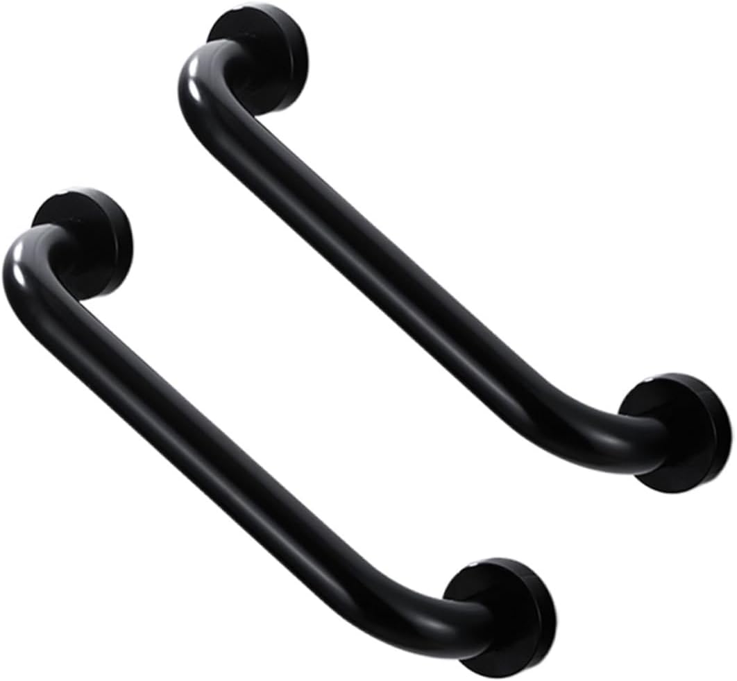 FOMIYES 2pcs Non-Slip Handle Bathroom Support Buttons for Sewing Handle for Elderly Bathroom Car Windshield Cleaner Shower Grab Handle Bathroom Handle Hand Lever Aluminum Tub, 30x6cm, Black