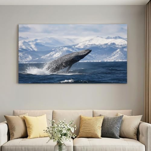 Lienzo de ballena moderno para decorar tu salón u oficina con elegancia marina
