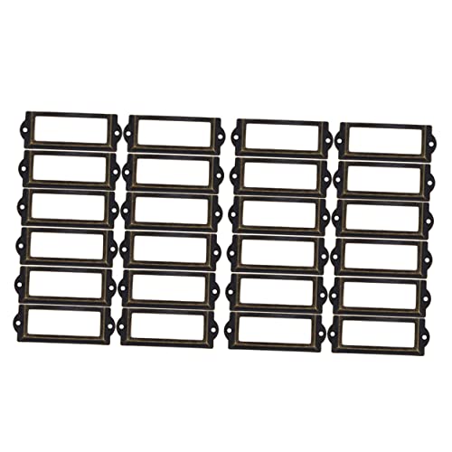 Nuobesty 24Pcs Drawer Label Box Queen Metal Frame Furniture Grippers Metal Brackets Frame Holder Metal Holder Drawer Medicine Chest Label Holders Drawer Tag Frame Copper Label Frame Large #TOP25
