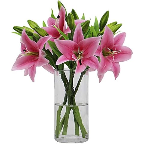 Omygarden 6pcs Pink Artificial Tiger Lily Bouquet Cover