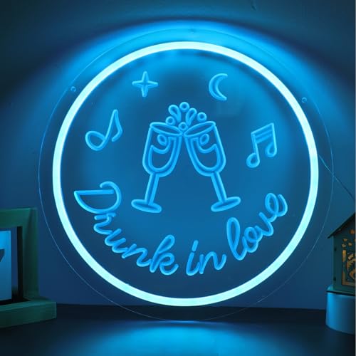 Image of ENUOLI Neon Signs,Wine Bar Sign for Home, Dimmable Wine Glass Neon Light Lamps Round Acrylic Wine Glass Bar LED Sign for Home Bar, Pub, Cafe, Basement Wall Decor