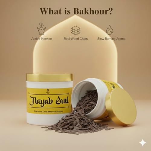 Image of Nayab Oud Bakhoor Premium Arabic Agarwood Wood Chips, 40g Jar | Long-Lasting Oudh Fragrance for Home, Meditation & Majlis | 30+ Sessions | Natural Chemical-Free