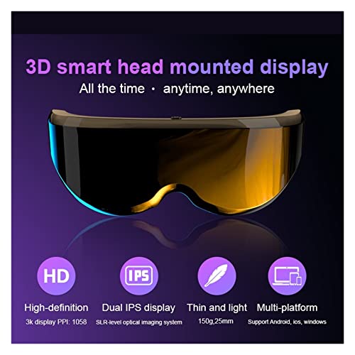 Hdmi Head-Mounted Near-Eye High-Definition Giant Screen 3Dvr Virtual Reality Movie Game Video Glasses Display (Color : With Type-C To Hdmi) #TOP2